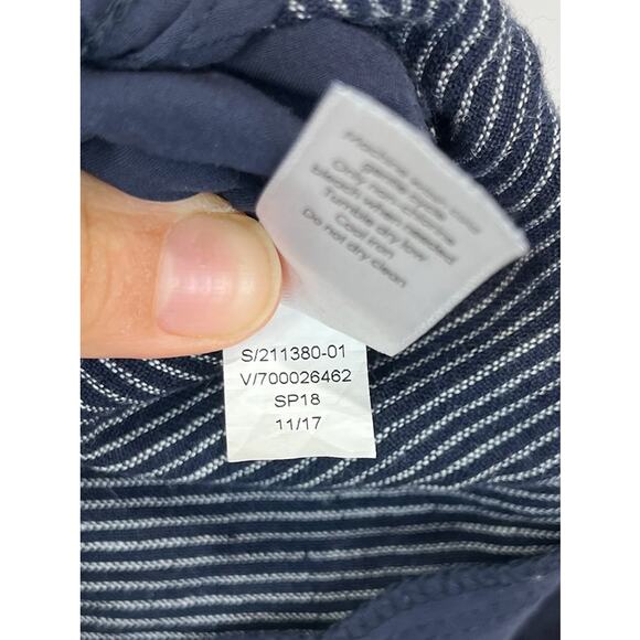 ATHLETA Size 2 Stripe Bali Linen Ankle Pants 211380 Drawstring Waist Navy Blue - Picture 10 of 10